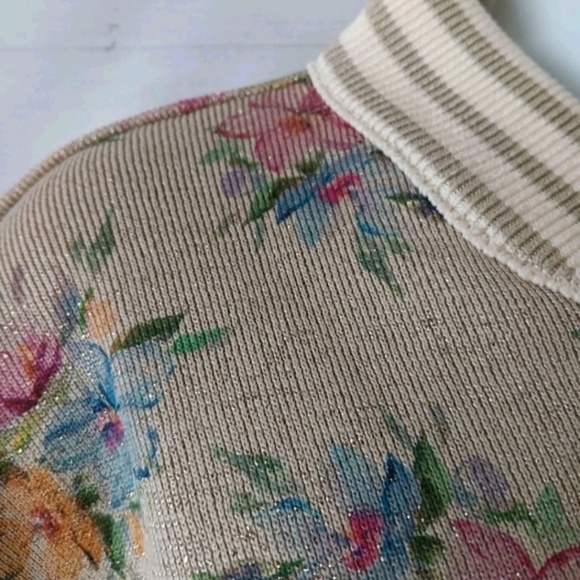 Anthropologie Maeve Floral Lurex Knit Bomber Jacket Size Large - Picture 4 of 6